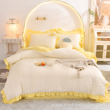 Design wedding bedsheet 100% cotton seersucker bedding set